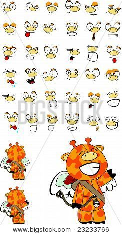 conjunto de dibujos animados de Cupido de jirafa