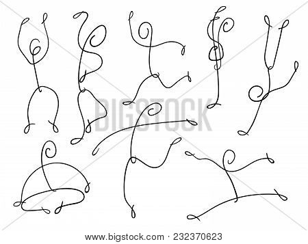 Stick Figure Dancing And Jumping. Eight Elements.