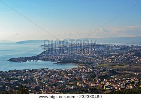 Aerial View At Colorful Landscape In Croatia, Dalmatia Region, Famous Travel Summer Destination. / S