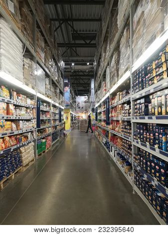 Editorial. Department With Cereals And Pasta In The Metro Shop. Lobnya, Russia. 03.21.2018