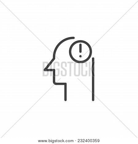 Human Head With Exclamation Mark Outline Icon. Linear Style Sign For Mobile Concept And Web Design. 