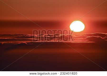 Mar De Nubes, Sea Cloud On The High Mountains Phenomenon In Tenerife, Canary Island