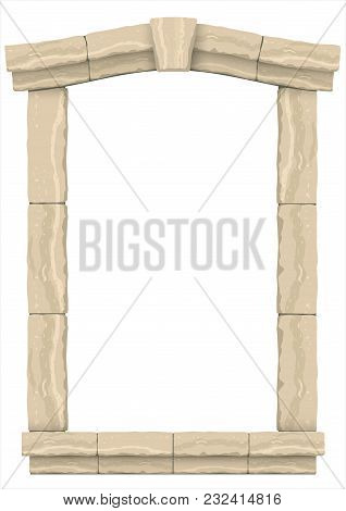 Arch In The Wall Of Beige Cut Stone And Travertine Marble For A Window Or Door In The Classic Style