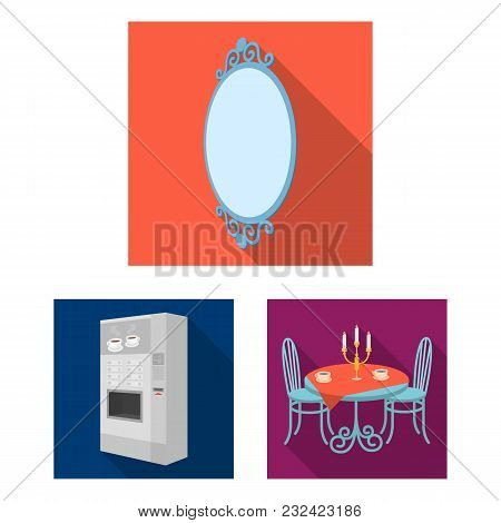 Furniture And Interior Flat Icons In Set Collection For Design. Home Furnishings Vector Isometric Sy