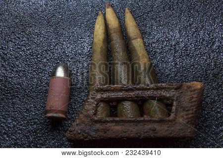 Echo Of War, Cartridge Geco .45 Adc From The Thompson Submachine Gun. And The Manlicher Charge Strip