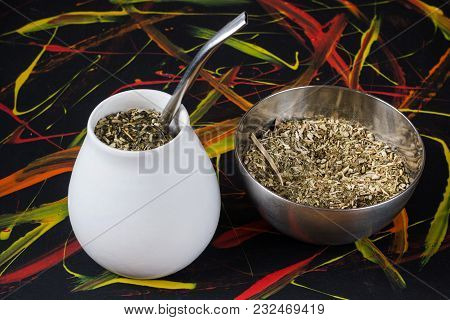 Traditional Yerba Mate In Matero With Bombilla Straw