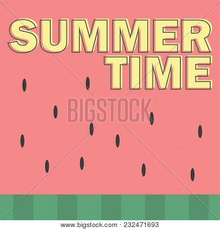 Watermelon Pattern Background Wallpaper Simple Flat Design Vector Illustration - Summer Time Card