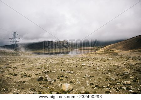 View At Laguna Milluni Between La Paz And Chalcaltaya In Bolivia