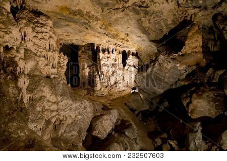 Inside View Of Cango Caves In Oudtshoorn South Africa. African Landmark. Travel Destination