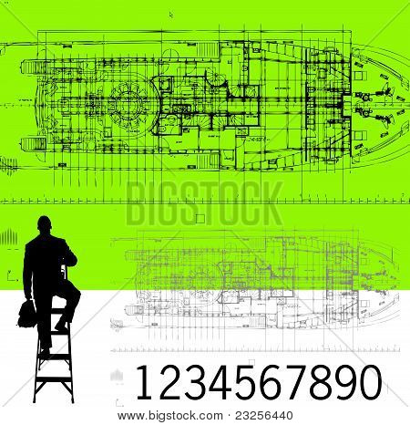 abstract yacht drawing background