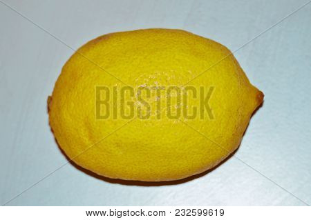 Isolated, Bright, Yellow Lemon On White Background