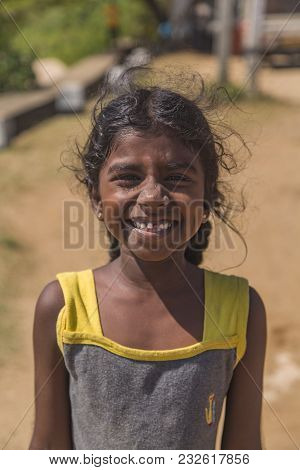 Matara, Sri Lanka - January 25, 2014: Unidentified Girl From Matara, Sri Lanka. Based On 2012 Data, 