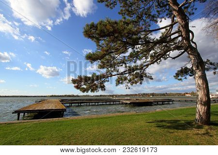 Old Wooden Dock At Beautiful Lake Palic,subotica,serbia