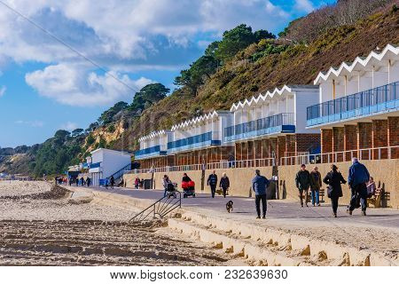 Bournemouth, United Kingdom - February 12: This Is A View Of The Seaside Walking Path On Bournemouth