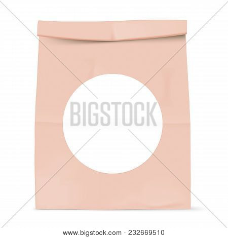 Brown Paper Bag Vector Photo Free Trial Stock Brown Paper Bag Isolated On Background Grocery Kraft With White Round Sticker