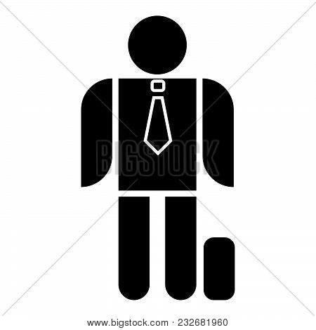 Businessman With Case Icon Black Color Vector Illustration Flat Style Simple Image