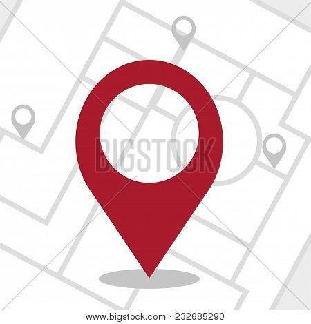 Gps - Navigator Pin Checking Red Color On White Snd Grey Background. Vector Illustration