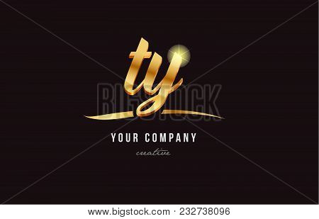 Gold Golden Alphabet Letter Ty T Y Logo Combination Design Suitable For A Company Or Business