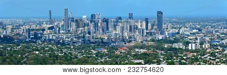 Brisbane, Queensland, Australia - January 6, 2018. View Over Brisbane, Australia, With Commercial An