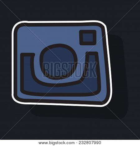 Sticker Unusual Look Web Icon Of Modern Lineart Camera. Digital Application Instagram
