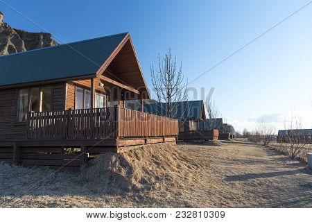 Iceland Cottage Style In Winter With Blue Sky
