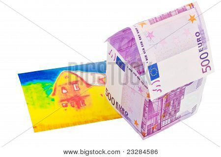 House from € banknotes and infrared image