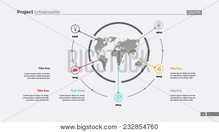 Five World Map Items Vector Photo Free Trial Stock Five World Map Items Process Chart Slide Template Business Data Timeline Point