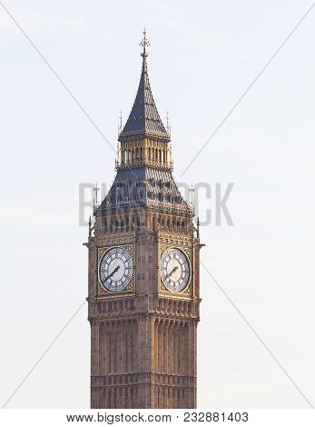 Big Ben, Clock Tower Of The Palace Of Westminster, London, United Kingdom, England. The Tower Is Off