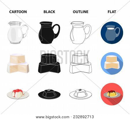 Milk, Calcium, Product, Food .milk Product And Sweet Set Collection Icons In Cartoon, Black, Outline