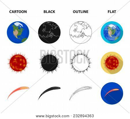 Earth, Jupiter, The Sun Of The Planet Of The Solar System. Asteroid, Meteorite. Planets Set Collecti