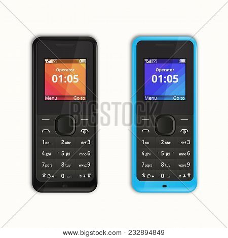 Vector Illustration. The Picture Shows Nokia 105 2013 Released. Mobile Phone With Buttons Isolated O