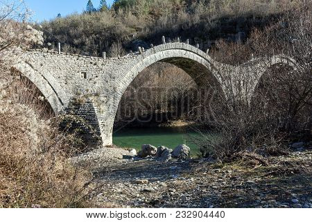 Amazing Landscape Of Plakidas Bridge, Pindus Mountains, Zagori, Epirus, Greece