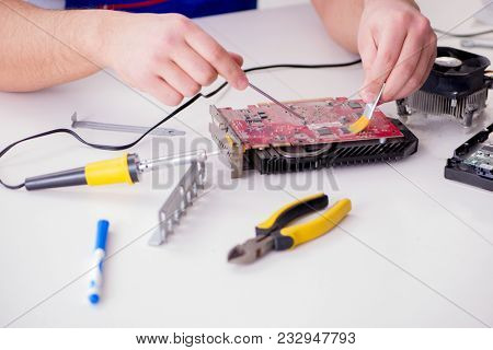 Computer hardware repair and fixing concept by experienced techn