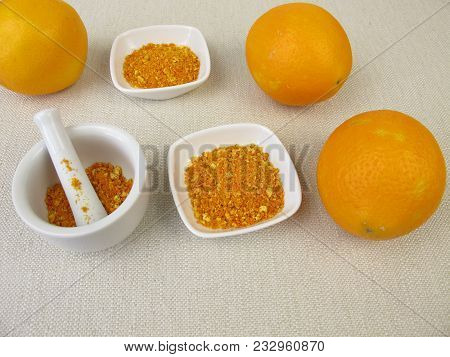 Peel From Unwaxed Orange Finely Milled In A Mortar