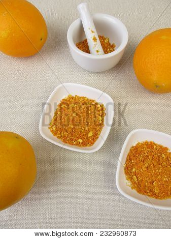 Peel From Unwaxed Orange Finely Milled In A Mortar