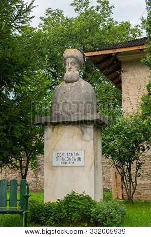 Brebu, Prahova, Romania - August 04, 2019: Constantin Brincoveanu Bust Statue Situated In The Royal 