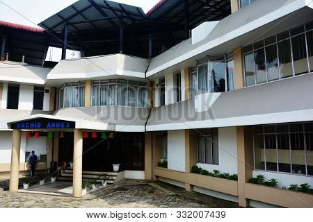 Shillong, Meghalaya, India, 16 June,2019: The Front View Of The Two Storied Hotel Orchid In Shillong