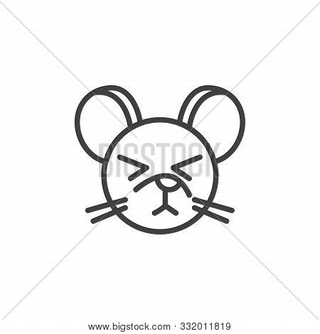 Dormant Rat Emoticon Line Icon. Linear Style Sign For Mobile Concept And Web Design. Sleeping Mouse 