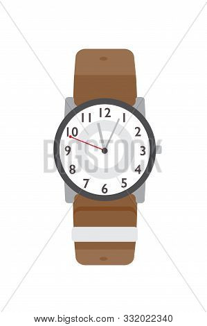 Wristwatch Flat Vector Illustration. Modern Accessory, Stylish Item. Classical Wristlet Watch Color 