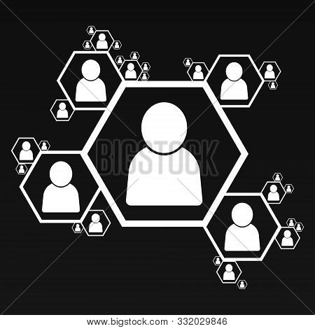 Management Pyramid Of Hexagonal Cells. Working In A Team.