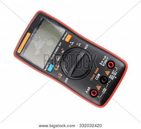 Black Digital Multimeter Isolated On White Background At Dry Day
