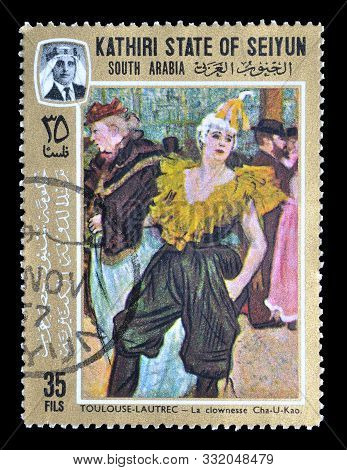 Cancelled Postage Stamp Printed By  Kathiri State Of Seiyun, That Shows Painting By Henri De Toulous