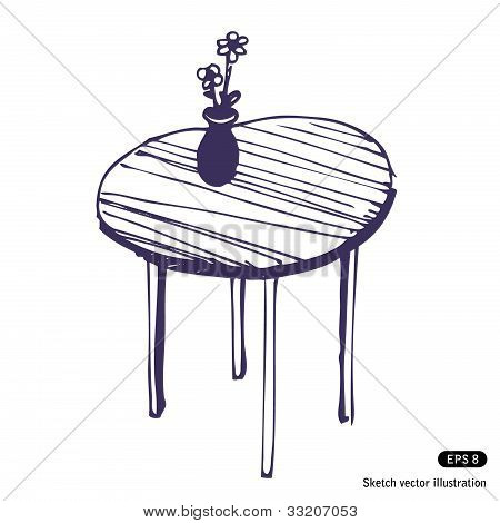 Bela mesa e vaso com flores
