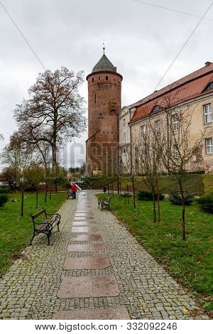 Swidwin, Zachodniopomorskie / Poland - November, 6, 2019: Medieval Castle In A Small Town In Pomeran