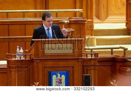 Bucharest, Romania - November 04, 2019: Ludovic Orban The New Romanian Prime Minister, Speaks During
