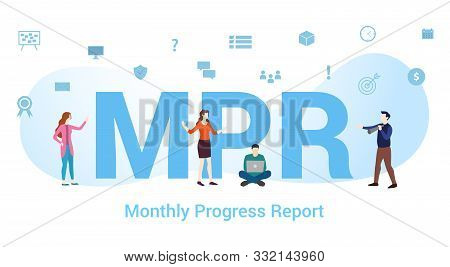 Mpr Monthly Progress Report Concept With Big Word Or Text And Team People With Modern Flat Style - V