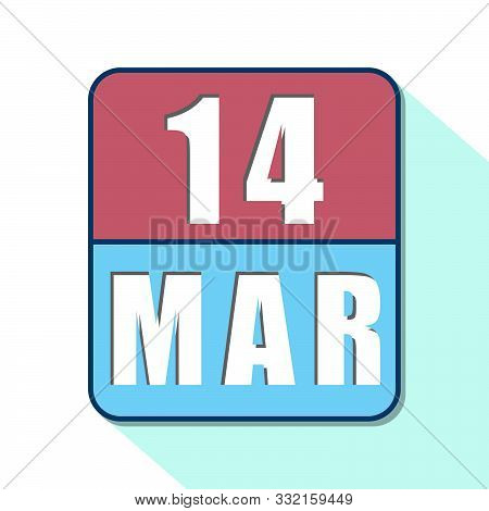 March 14th. Day 14 Of Month, Simple Calendar Icon On White Background. Planning. Time Management. Se