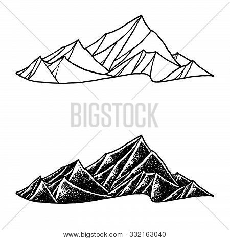 Black And White Mountains Simple Illustration Art
