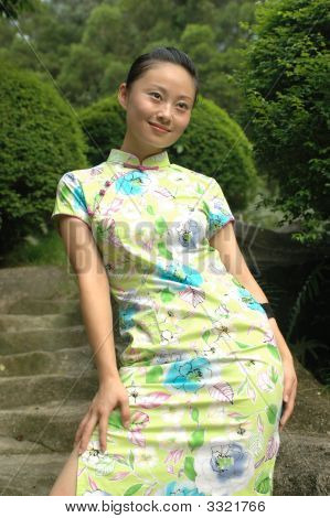 公園での中国の女の子