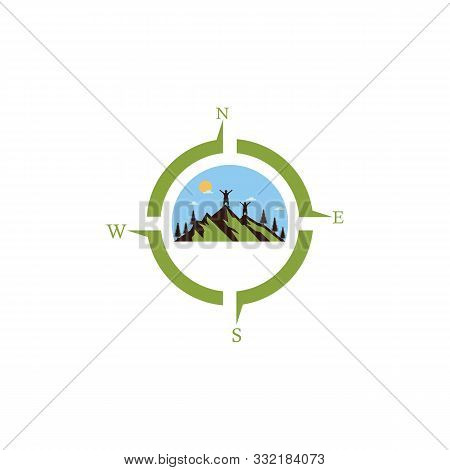 Mountain Adventure Logo Design Compass Icon App